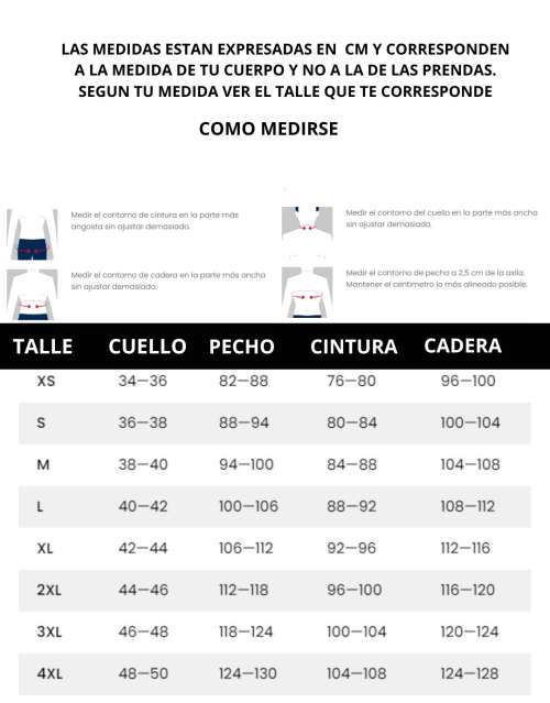 Tabla de talles de TAVERNITI