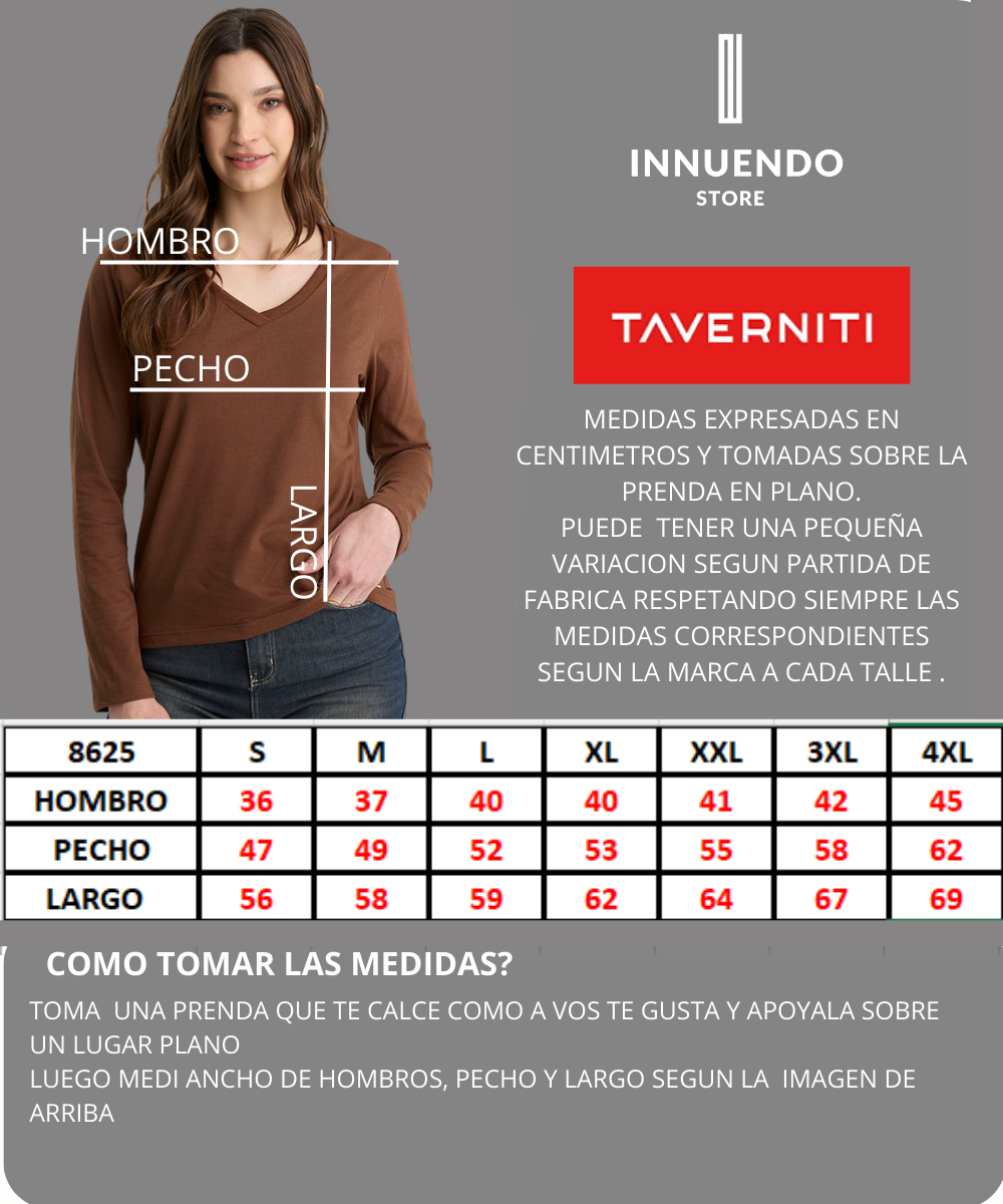 Tabla de talles de TAVERNITI