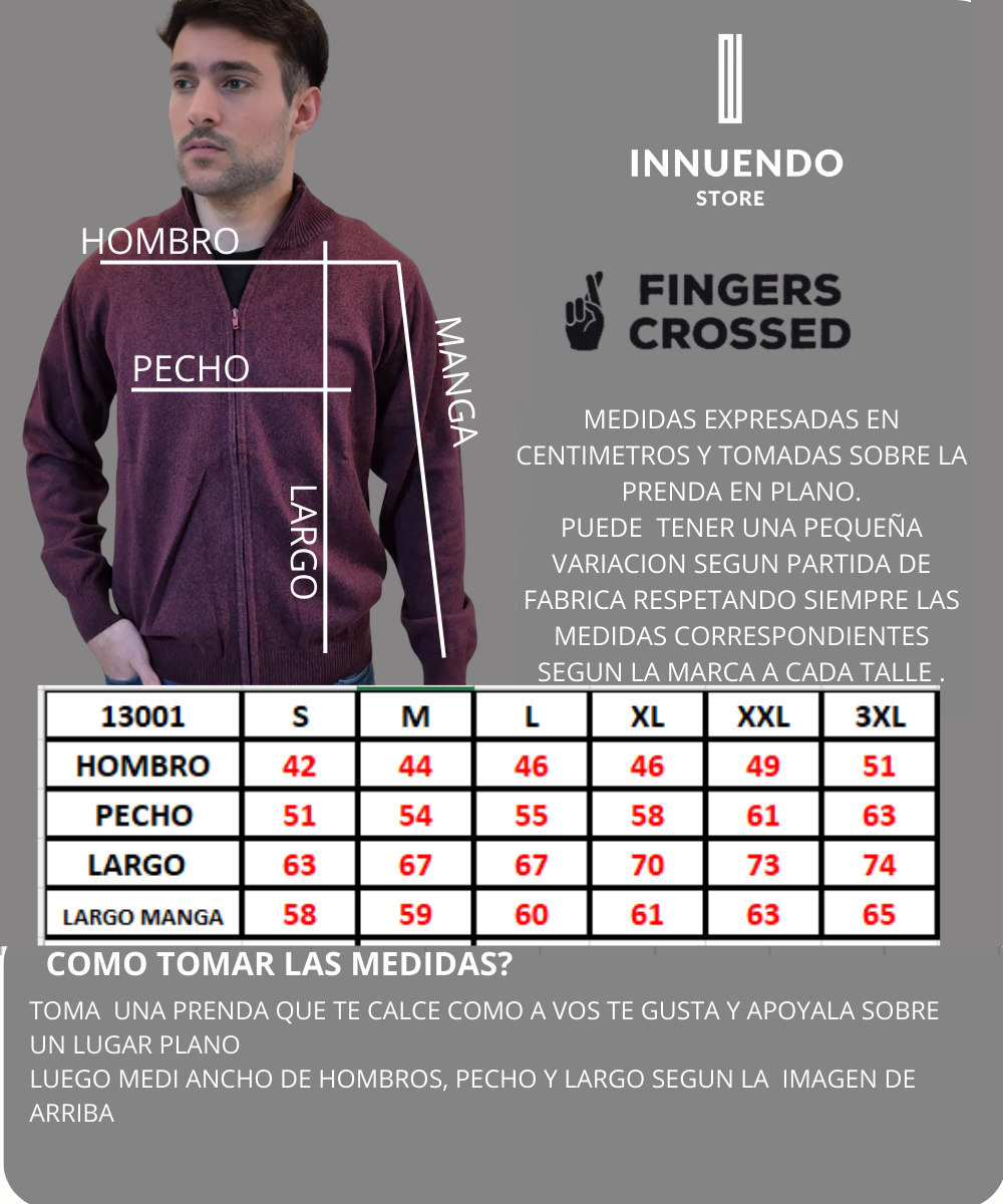 Tabla de talles de FINGERS CROSSED