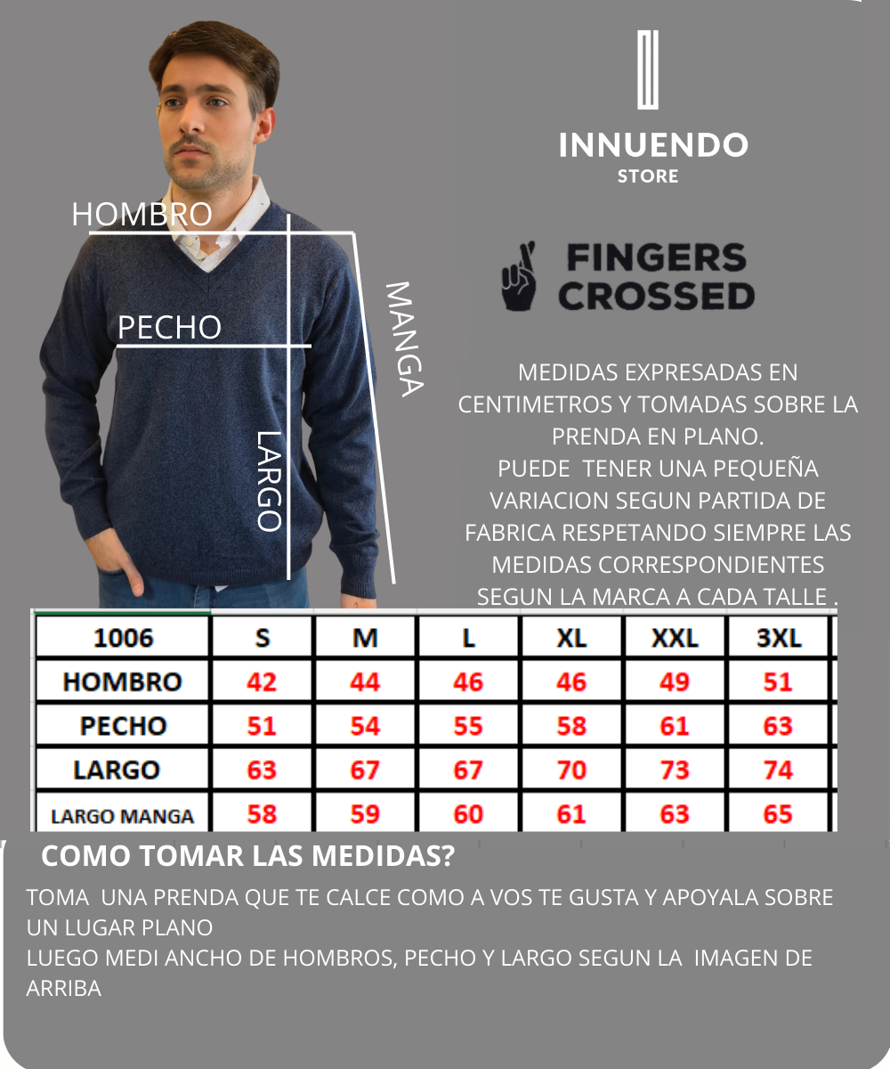 Tabla de talles de FINGERS CROSSED