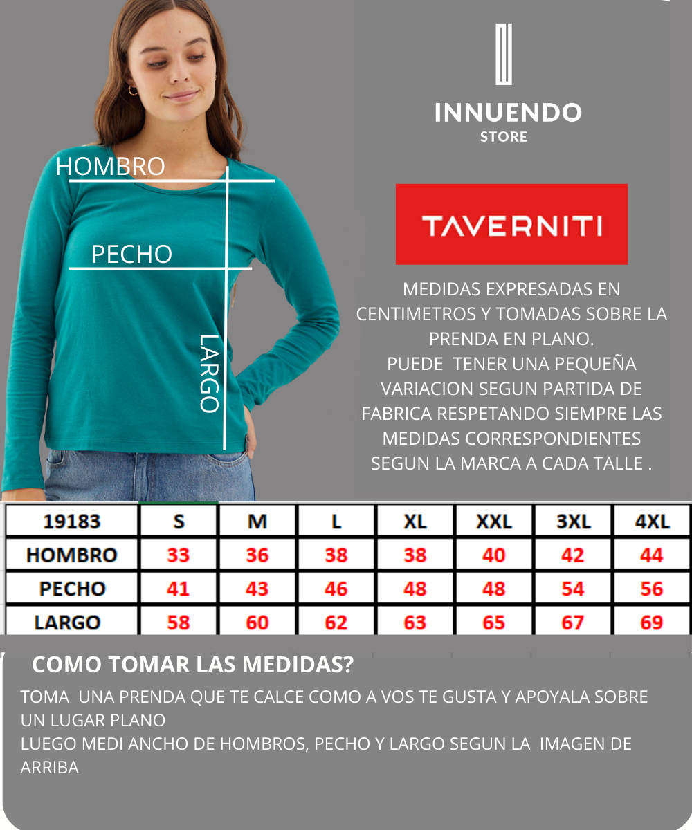 Tabla de talles de TAVERNITI